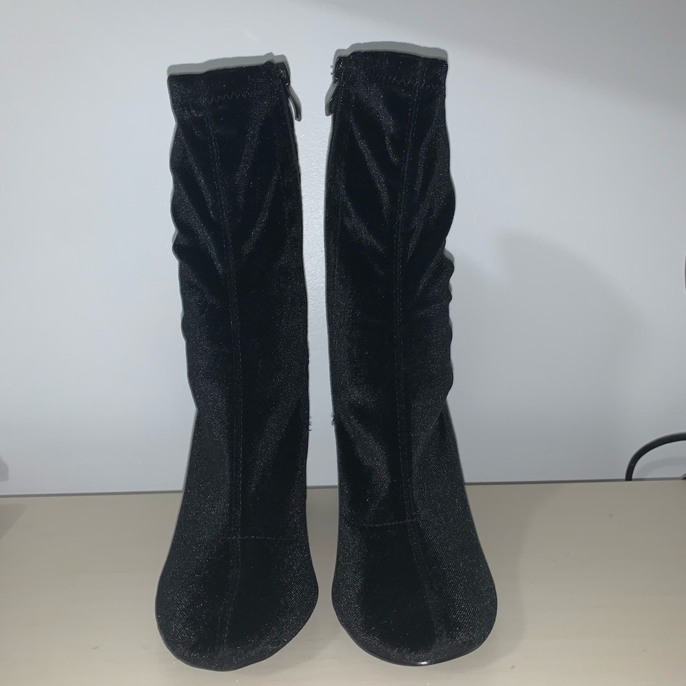 Nasty Gal black velvet bootie